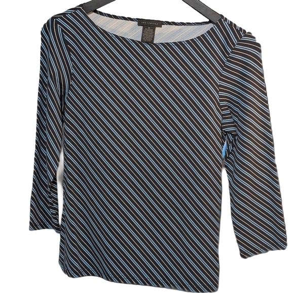 The Limited Tops - The Limited Stretch Collection Diagonal Striped 3/4 Sleeve Top